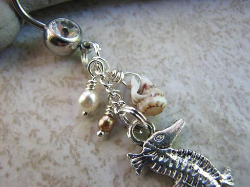 Shell and Seahorse Beaded Belly Button Ring in Saudi Arabia