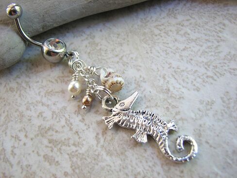 Shell and Seahorse Beaded Belly Button Ring in Saudi Arabia