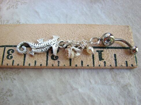 Shell and Seahorse Beaded Belly Button Ring in Saudi Arabia