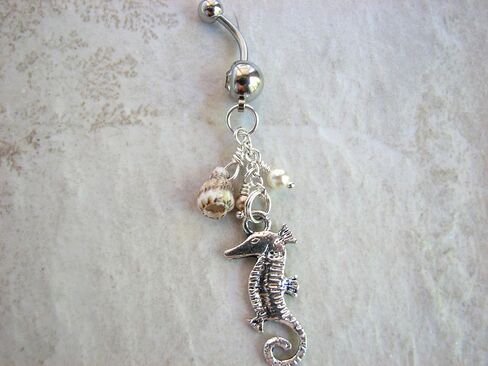 Shell and Seahorse Beaded Belly Button Ring in Saudi Arabia