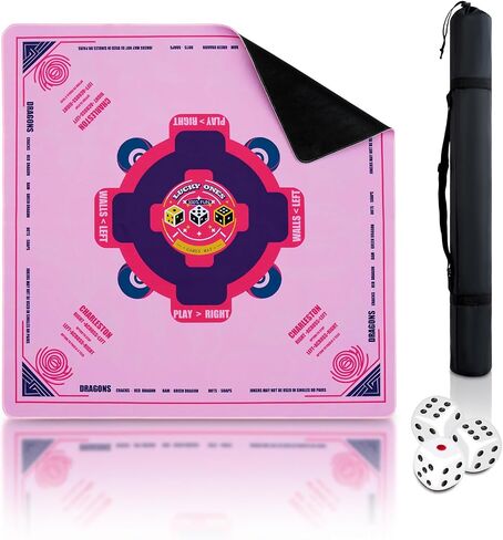 Mahjong Mat (33"x33") Noise Reduction Non-Slip, American Mahjong Mat for Table with 3 Dice & Carrying Bag, Waterproof Surface Mah Jongg Mats for Poker, Card, Dominoes, Board & Tile Games (Blue) in Kuwait