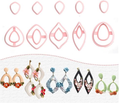 Polymer Clay Cutters for Earrings, 10 Shapes Clay Studs Earrings Cutters for Polymer Clay Jewelry Making Tools (B) in Saudi Arabia
