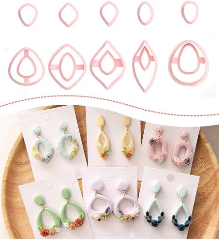 Polymer Clay Cutters for Earrings, 10 Shapes Clay Studs Earrings Cutters for Polymer Clay Jewelry Making Tools (B) in Saudi Arabia