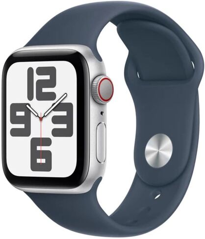 Apple Watch SE الجيل الثاني مقاس 40 ملم بنظام تحديد المواقع العالمي + هيكل من الألومنيوم لشبكة الهاتف الخلوي - حزام رياضي منتصف الليل (متجدد) in Saudi Arabia