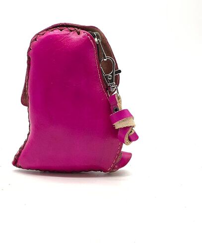 Handmade Genuine Leather 3D Animal Dog Coin Purse with Removable wrist strap (Pink) in Kuwait