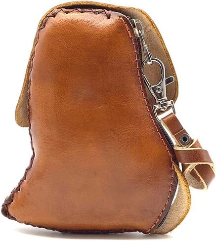 Handmade Genuine Leather 3D Animal Dog Coin Purse with Removable wrist strap (Pink) in Kuwait