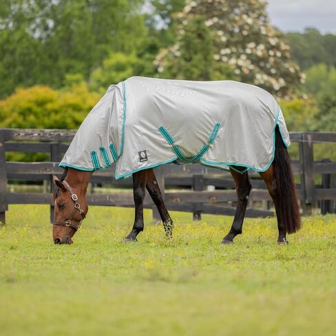 equinavia brisk mesh horse fly with with deflovable device cover | تغطية متينة ممتدة مع حماية UPF 45 UV | ورقة ذبابة للخيول - سيلفر رمادي - 84 في in Kuwait