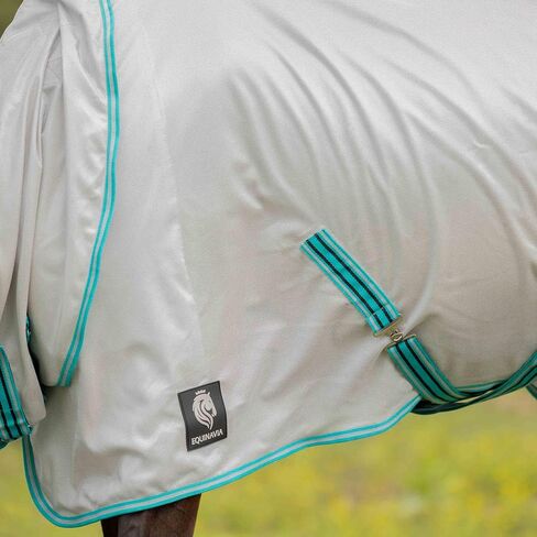 equinavia brisk mesh horse fly with with deflovable device cover | تغطية متينة ممتدة مع حماية UPF 45 UV | ورقة ذبابة للخيول - سيلفر رمادي - 84 في in Kuwait