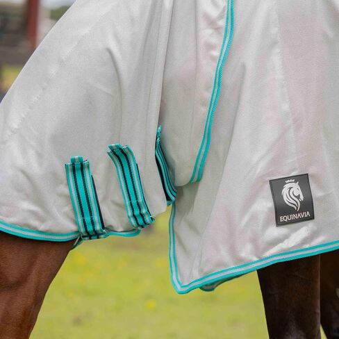 equinavia brisk mesh horse fly with with deflovable device cover | تغطية متينة ممتدة مع حماية UPF 45 UV | ورقة ذبابة للخيول - سيلفر رمادي - 84 في in Kuwait