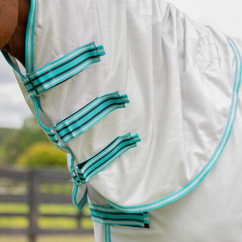 equinavia brisk mesh horse fly with with deflovable device cover | تغطية متينة ممتدة مع حماية UPF 45 UV | ورقة ذبابة للخيول - سيلفر رمادي - 84 في in Kuwait