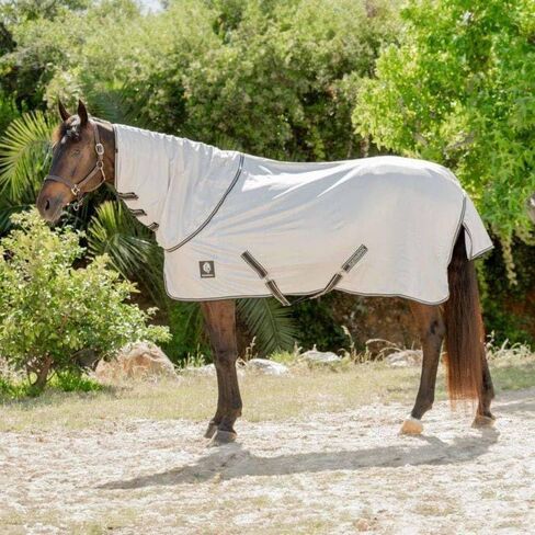 equinavia brisk mesh horse fly with with deflovable device cover | تغطية متينة ممتدة مع حماية UPF 45 UV | ورقة ذبابة للخيول - سيلفر رمادي - 84 في in Kuwait
