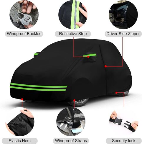 Waterproof Car Cover Replace for 2016-2022 Fiat 124 Spider, 210T &Cotton Liner All Weather Car Cover with Zipper Door for Snow Rain Dust Hail Protection in Saudi Arabia