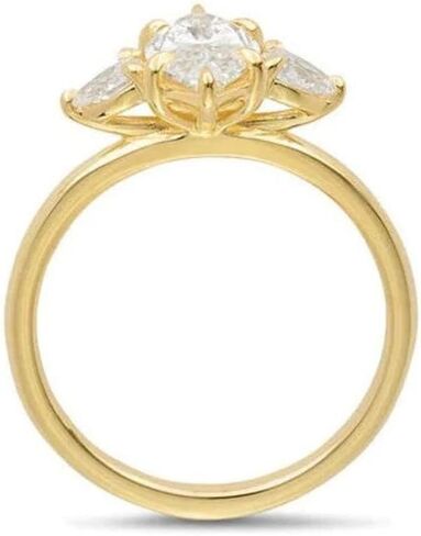 Finecreation_usa !! 2 CT Marquise قطع ثلاثة خطوة الخطوبة خاتم الزفاف خاتم زواج 14K الذهب الأصفر الانتهاء غرامة 925 الجنيه الاسترليني الفضة الصنع هدية رائعة لها (أصفر ، 5.5) in Saudi Arabia