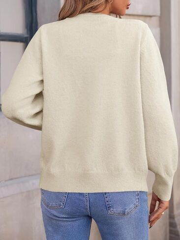 Saodimallsu Womens Button Down Cardigan Sweaters Crew Neck Long Sleeve Open Front Loose Fall Soft Knit Sweater Coats in Kuwait