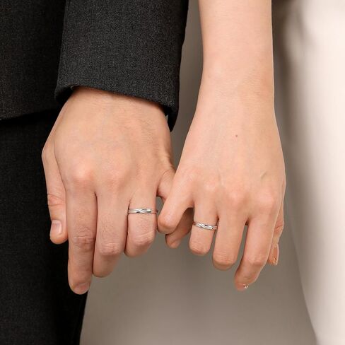 Meissa Sterling Silver Wedding Ring مجموعة للرجال تتوافق مع حلقات الزوجين مجموعة حلقات خطوبة الحجم قابلة للتعديل ، مجموعة من حلقتين in Saudi Arabia