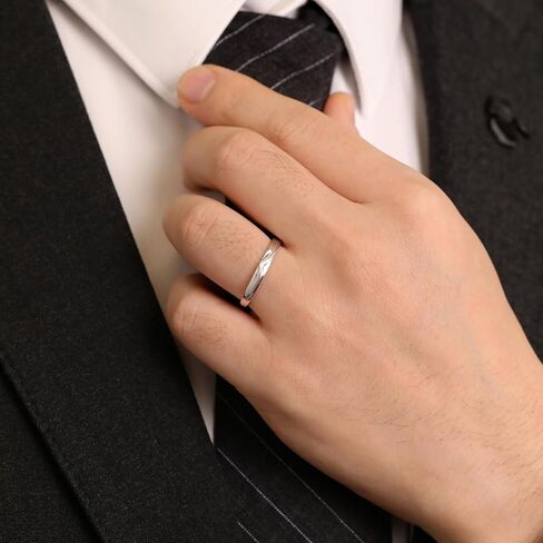 Meissa Sterling Silver Wedding Ring مجموعة للرجال تتوافق مع حلقات الزوجين مجموعة حلقات خطوبة الحجم قابلة للتعديل ، مجموعة من حلقتين in Saudi Arabia