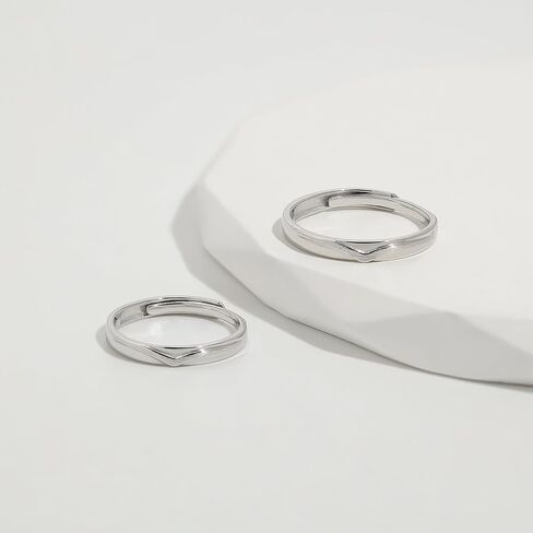 Meissa Sterling Silver Wedding Ring مجموعة للرجال تتوافق مع حلقات الزوجين مجموعة حلقات خطوبة الحجم قابلة للتعديل ، مجموعة من حلقتين in Saudi Arabia