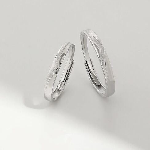 Meissa Sterling Silver Wedding Ring مجموعة للرجال تتوافق مع حلقات الزوجين مجموعة حلقات خطوبة الحجم قابلة للتعديل ، مجموعة من حلقتين in Saudi Arabia