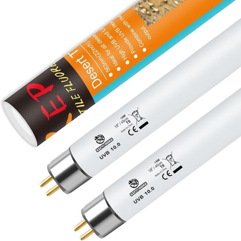T8 UVB Reptile Light 15W 10.0-2 Pack,UVA UVB Light Bulb for Reptiles,Reptile UVB Lamp Tube for Bearded Dragon in Saudi Arabia