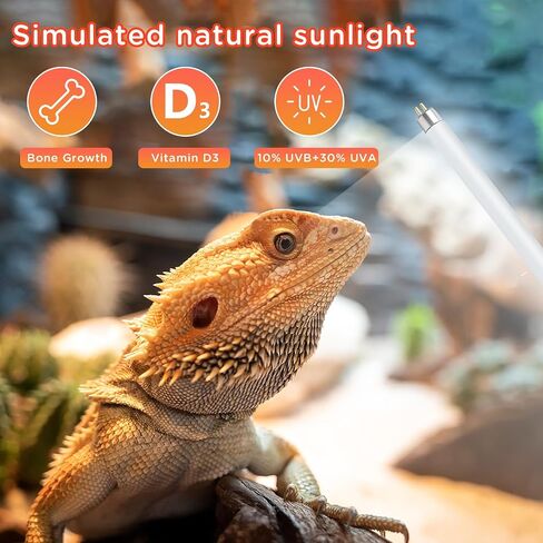 T8 UVB Reptile Light 15W 10.0-2 Pack,UVA UVB Light Bulb for Reptiles,Reptile UVB Lamp Tube for Bearded Dragon in Saudi Arabia