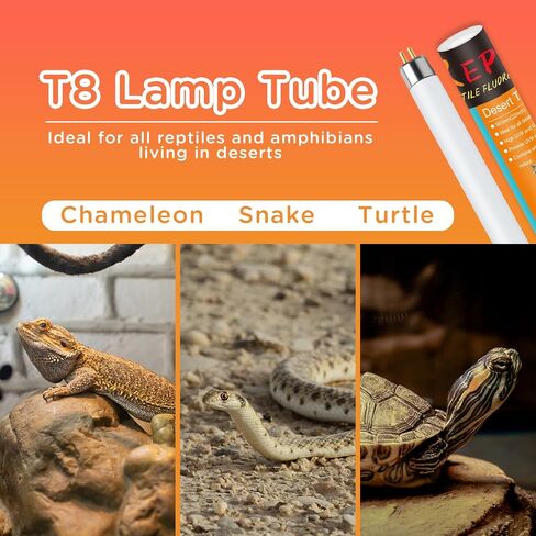 T8 UVB Reptile Light 15W 10.0-2 Pack,UVA UVB Light Bulb for Reptiles,Reptile UVB Lamp Tube for Bearded Dragon in Saudi Arabia