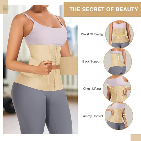 FeelinGirl Waist Trainer for Women Seamless Underbust Waist Corsets Cincher Adjustable Workout Girdle L Black in Saudi Arabia