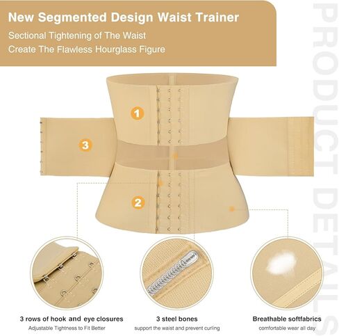 FeelinGirl Waist Trainer for Women Seamless Underbust Waist Corsets Cincher Adjustable Workout Girdle L Black in Saudi Arabia