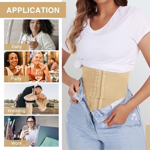 FeelinGirl Waist Trainer for Women Seamless Underbust Waist Corsets Cincher Adjustable Workout Girdle L Black in Saudi Arabia