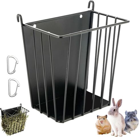 ترقيات 2pcs قش تغذية الأرنب - خنزير غينيا - رف القش المعدني مع خطاف قابل للتعديل - أقل ضائعًا - لخنازير غينيا ، أرنب ، ملحقات قفص شينشيلا - تغذية الأرنب in Kuwait