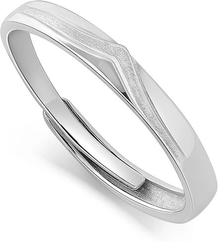 Meissa Sterling Silver Wedding Ring مجموعة للرجال تتوافق مع حلقات الزوجين مجموعة حلقات خطوبة الحجم قابلة للتعديل ، مجموعة من حلقتين in Saudi Arabia