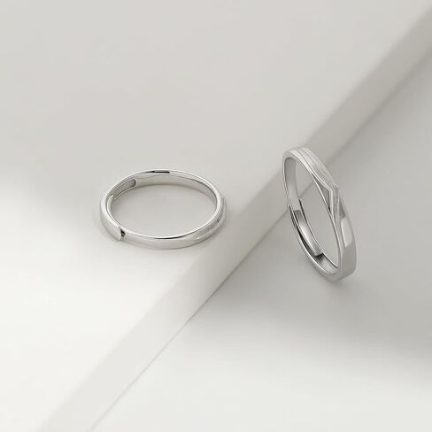 Meissa Sterling Silver Wedding Ring مجموعة للرجال تتوافق مع حلقات الزوجين مجموعة حلقات خطوبة الحجم قابلة للتعديل ، مجموعة من حلقتين in Saudi Arabia