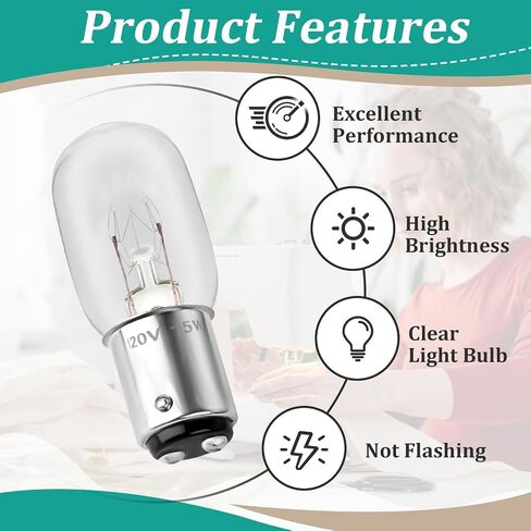 4 PCS 15W 120V Machine Light Light Light - لمبة متوسطة متوافقة مع Kennmore والمزيد من مصابيح استبدال آلة الخياطة 15 W مع قاعدة الدفع （New in Saudi Arabia