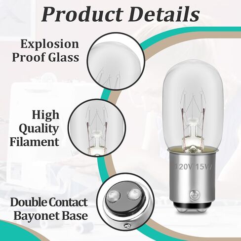 4 PCS 15W 120V Machine Light Light Light - لمبة متوسطة متوافقة مع Kennmore والمزيد من مصابيح استبدال آلة الخياطة 15 W مع قاعدة الدفع （New in Saudi Arabia
