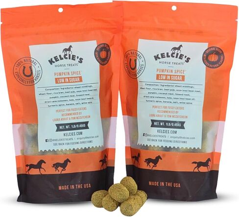 Kelcies Pumpkin Spice Horses Treats - Low Sugar, Starch, and Carbohydrates | Healthy Treats for Horse Supports Superior Digestion 8 Ounce (1 Pack) in Saudi Arabia
