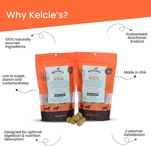 Kelcies Pumpkin Spice Horses Treats - Low Sugar, Starch, and Carbohydrates | Healthy Treats for Horse Supports Superior Digestion 8 Ounce (1 Pack) in Saudi Arabia