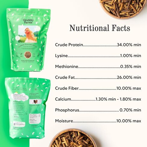 Grubblies - جندي سوداء يرقات ذبابة للدجاج - يعلن الدجاج في الولايات المتحدة وكندا - من أجل قشر البيض القوي والريش الأصحاء - حصاد مسقط رأسه 1 رطل in Kuwait