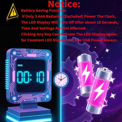 321Wasay منبه رقمي كهربائي لغرف النوم، LED ساعة رقمية صغيرة لغرفة النوم، ساعة منبه بجانب السرير مع بطارية احتياطية تعمل بالطاقة، USB، شاشة كبيرة، 3 منبهات قيلولة بعد الظهر in Kuwait