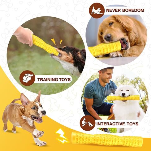 LOYEE Dog Squeaky Toys Interactive Dog Toys for Aggressive Chewers Tough Rubber Chew Toys for Medium/Large Breed, Indestructible Puppy Chew Toys for Teething (Yellow) in Kuwait