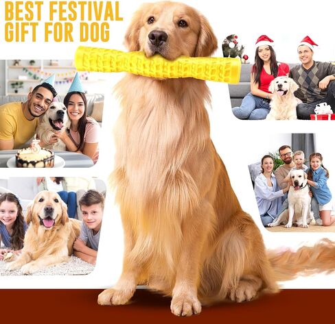 LOYEE Dog Squeaky Toys Interactive Dog Toys for Aggressive Chewers Tough Rubber Chew Toys for Medium/Large Breed, Indestructible Puppy Chew Toys for Teething (Yellow) in Kuwait
