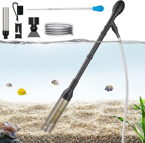 Carefree Fish Aquarium Small Gravel Cleaner 6Ft Hose Silicone Airbag Fish Tank Water Changer Gravel Vacuum Adjustable Length ABS(for 3~8Gal Tank) in Saudi Arabia