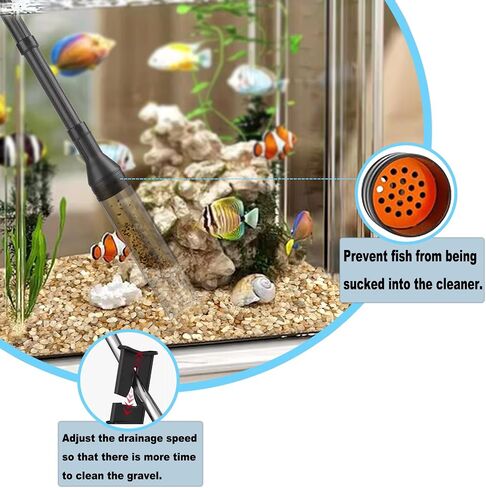 Carefree Fish Aquarium Small Gravel Cleaner 6Ft Hose Silicone Airbag Fish Tank Water Changer Gravel Vacuum Adjustable Length ABS(for 3~8Gal Tank) in Saudi Arabia