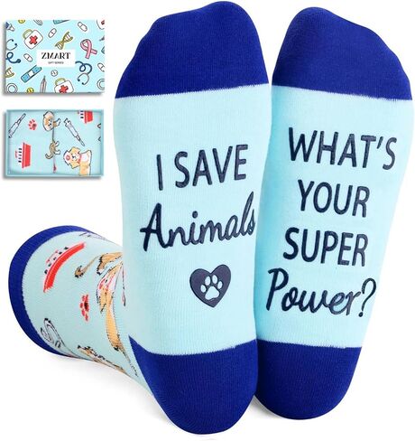 Zmart Unisex Veterinary Socks VET Socks Veterinarian Socks, Veterinary Technician Gifts Future Veterinarian Gifts Pet Doctor Gifts Dogtor Gifts, Veterinarian Blue, M in Saudi Arabia
