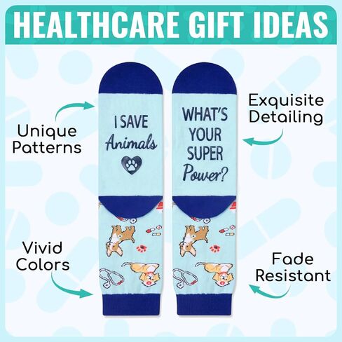 Zmart Unisex Veterinary Socks VET Socks Veterinarian Socks, Veterinary Technician Gifts Future Veterinarian Gifts Pet Doctor Gifts Dogtor Gifts, Veterinarian Blue, M in Saudi Arabia
