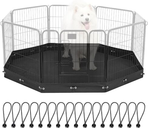 Dog Playpen Cover,Top Dog Pen Cover for 24in 8 Panels Play Pen,Escape-Proof Playpen Covers Indoor/Outdoor (Black, with Half Mesh)(Playpen Not Included) in Saudi Arabia