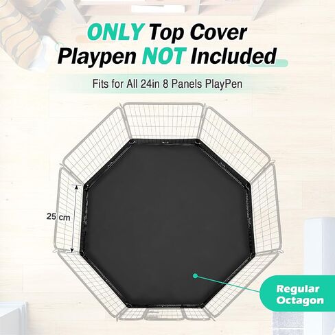 Dog Playpen Cover,Top Dog Pen Cover for 24in 8 Panels Play Pen,Escape-Proof Playpen Covers Indoor/Outdoor (Black, with Half Mesh)(Playpen Not Included) in Saudi Arabia
