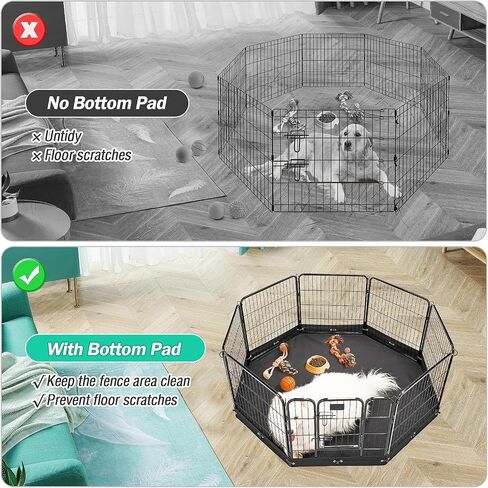 Dog Playpen Cover,Top Dog Pen Cover for 24in 8 Panels Play Pen,Escape-Proof Playpen Covers Indoor/Outdoor (Black, with Half Mesh)(Playpen Not Included) in Saudi Arabia