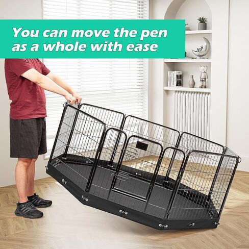Dog Playpen Cover,Top Dog Pen Cover for 24in 8 Panels Play Pen,Escape-Proof Playpen Covers Indoor/Outdoor (Black, with Half Mesh)(Playpen Not Included) in Saudi Arabia