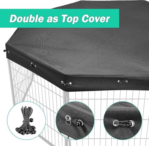 Dog Playpen Cover,Top Dog Pen Cover for 24in 8 Panels Play Pen,Escape-Proof Playpen Covers Indoor/Outdoor (Black, with Half Mesh)(Playpen Not Included) in Saudi Arabia