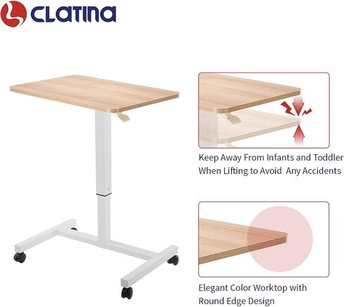 مكتب كمبيوتر محمول من Clatina mobile ، منصة للمعلمين القابلة للتعديل مع عجلات قابلة للقفل ، طاولة عمل قابلة للتعديل مع درج ، طاولة مرسومة بالكمبيوتر لفصول المكتب المنزلي ، أبيض in Kuwait