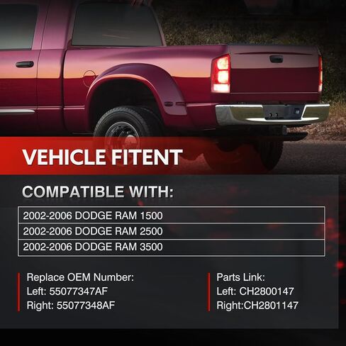 VVAVV Premium LED Tail Lights Compatible for 2002-2006 Dodge Ram 1500/2003-2006 Dodge Ram 2500 3500 Not Compatible for original car LED models（ONLY original car halogen lamps） in Saudi Arabia